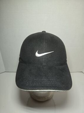 Vintage Youth Nike Black Baseball Cap with White Swoosh